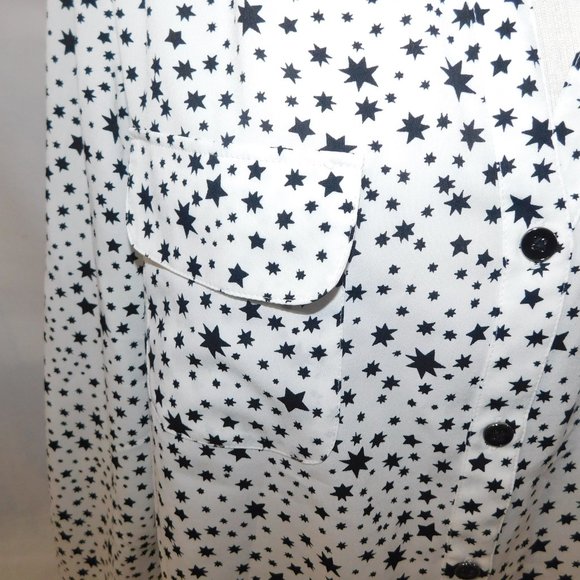 Jones New York Womens L White Black Star Blouse - Picture 5 of 15